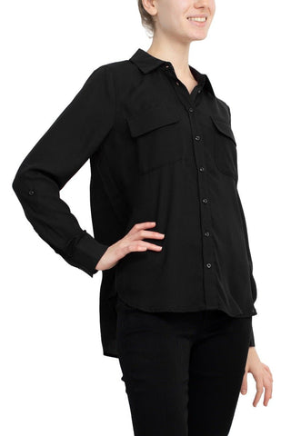 M Magaschoni Collar Neck Long Sleeves Front Button Detail Top - Glamourous Grace