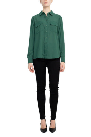 M Magaschoni Collar Neck Long Sleeves Front Button Detail Top - Glamourous Grace