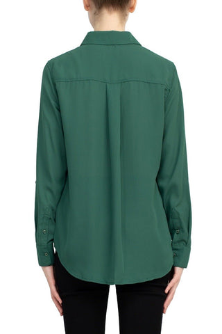M Magaschoni Collar Neck Long Sleeves Front Button Detail Top - Glamourous Grace