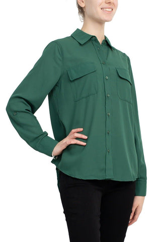M Magaschoni Collar Neck Long Sleeves Front Button Detail Top - Glamourous Grace
