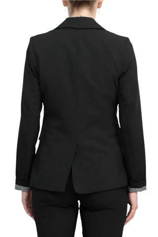 Philosophy Lapel Collar Rolled Long Sleeve Detail Single Button with Flap Pockets Woven Blazer - By Baano