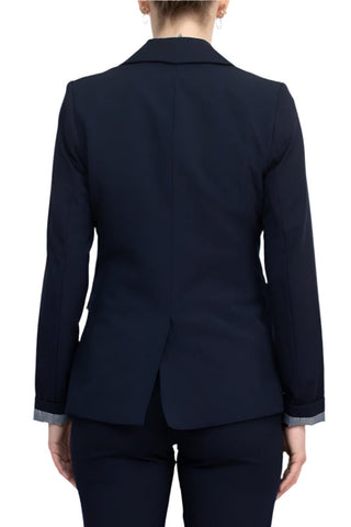 Philosophy Lapel Collar Rolled Long Sleeve Detail Single Button with Flap Pockets Woven Blazer - By Baano