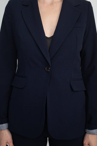Philosophy Lapel Collar Rolled Long Sleeve Detail Single Button with Flap Pockets Woven Blazer - By Baano