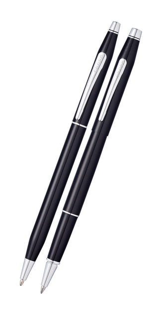 Classic Century® Black Lacquer Ballpoint and Rollerball Gift Set - By Baano