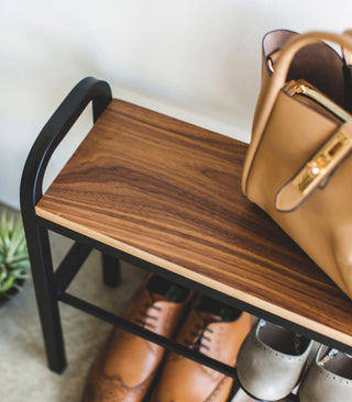 Shoe Organizer & Bench (18" H)  - Steel + Wood - By Baano