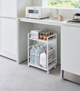 Two-Tier Hideaway Storage Cart (24" H)  - Steel - By Baano