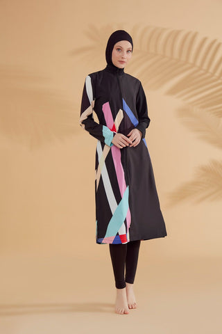 Woven Black Burkini Modest Swimwear M2310 - By Baano