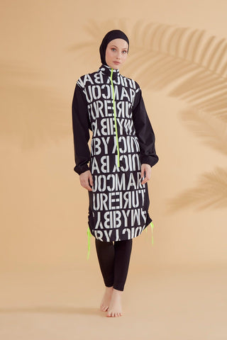 Woven Black Burkini Modest Swimwear M2301 - By Baano