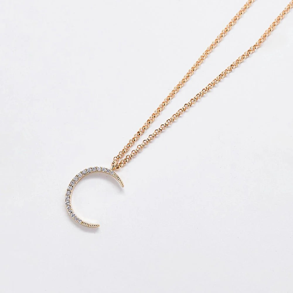 Pavé Crescent Moon Necklace