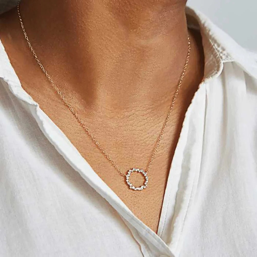 Pavé Stone Circle Necklace