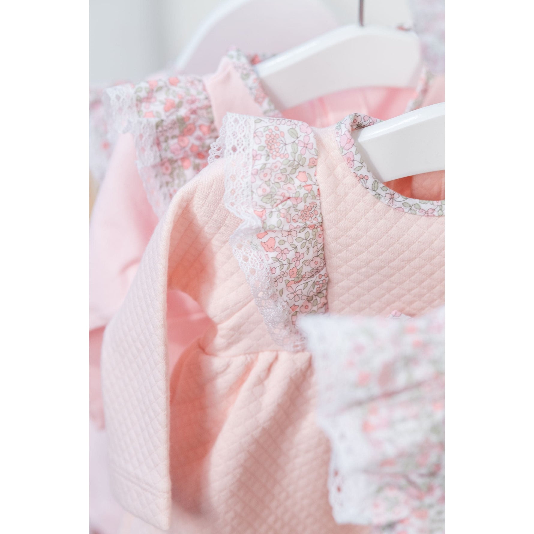 PETITE FLEUR | Baby Girls Pink Quilted Cotton Floral Set