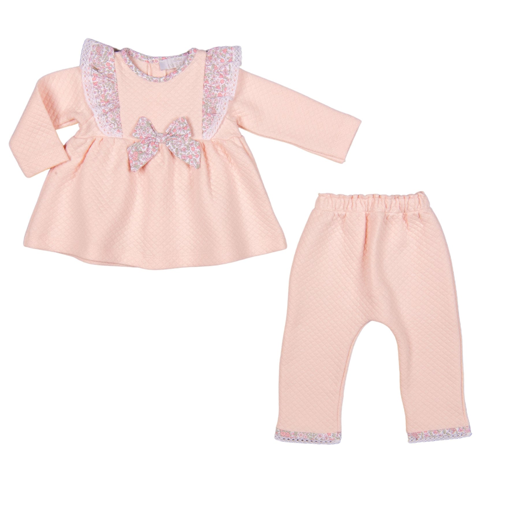 PETITE FLEUR | Baby Girls Pink Quilted Cotton Floral Set