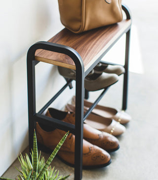 Shoe Organizer & Bench (18" H)  - Steel + Wood - By Baano