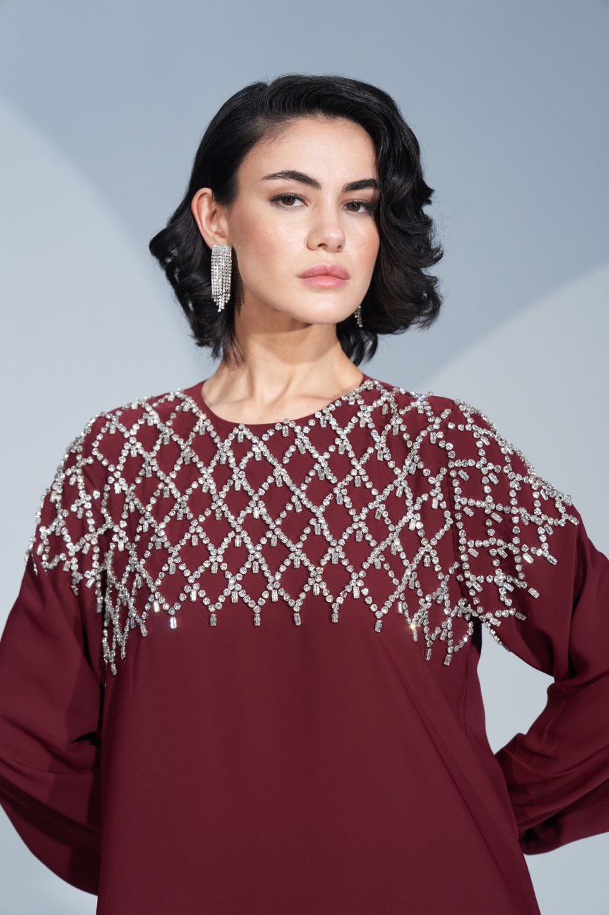 Luxurious Abaya With Rhinestones - Available in Three Color - Glamourous Grace