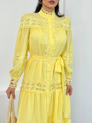 Amina Lace Design Maxi Dress - Summer is Calling - Beautiful Temple Dress - By Baano