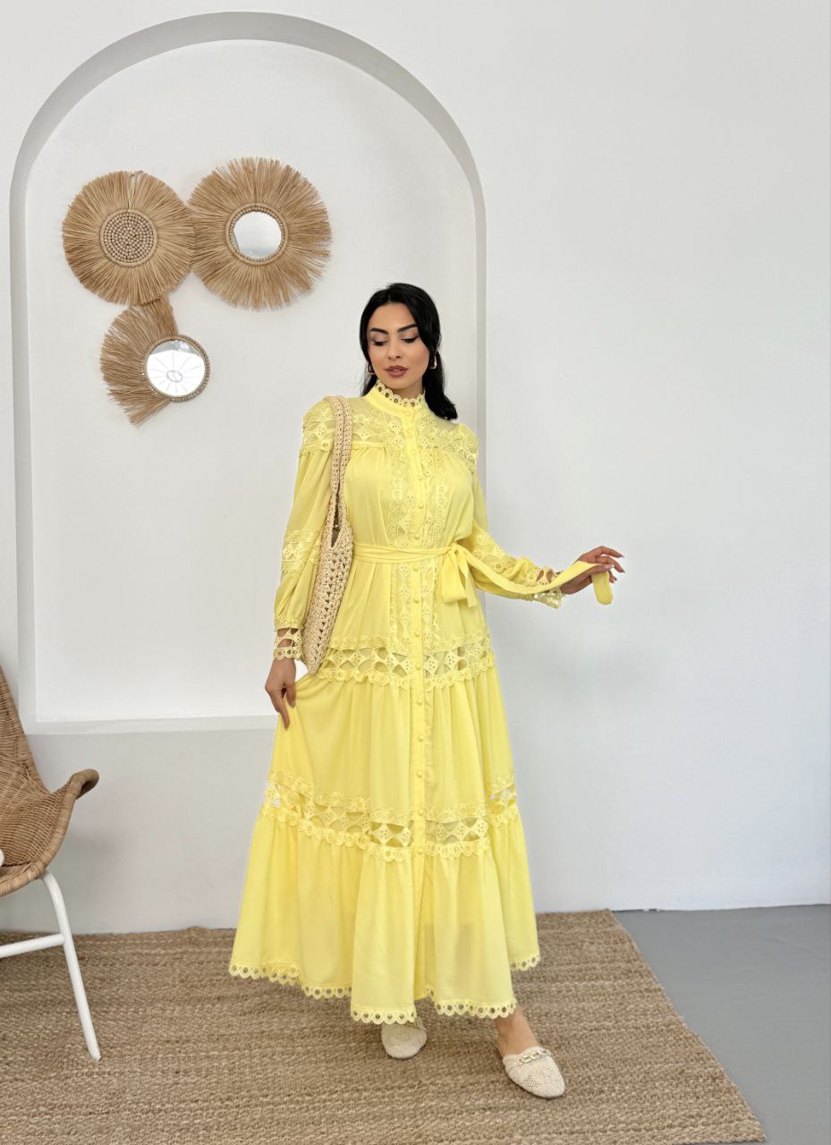 Amina Lace Design Maxi Dress - Summer is Calling - Beautiful Temple Dress - By Baano