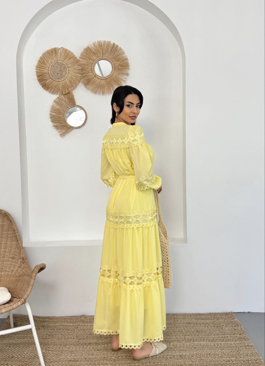 Amina Lace Design Maxi Dress - Summer is Calling - Beautiful Temple Dress - By Baano