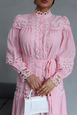 Amina Lace Design Maxi Dress - Summer is Calling - Beautiful Temple Dress - By Baano