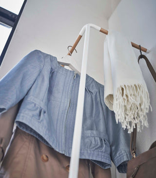 Corner Leaning Coat Hanger (63" H)  - Steel + Wood - By Baano
