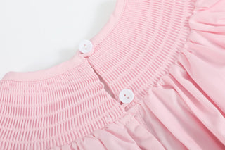 Pink and White Bows Smocked Bishop Dress