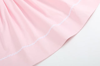 Pink and White Bows Smocked Bishop Dress