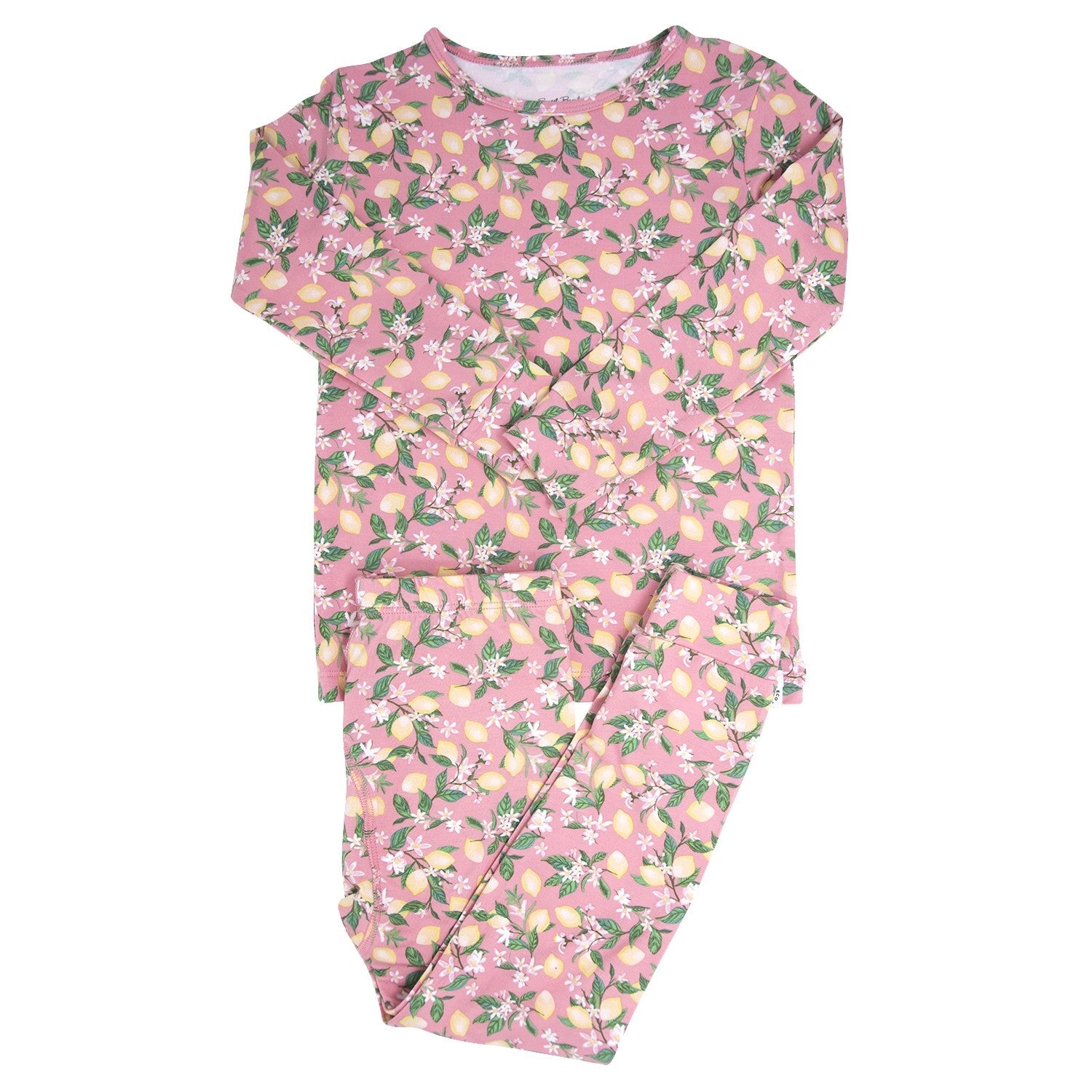 Pink Lemon Floral Print Big Kid Pajama Set - By Baano