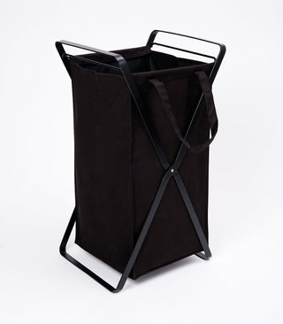 Laundry Hamper with Cotton Liner - Two Sizes - Steel + Cotton - By Baano