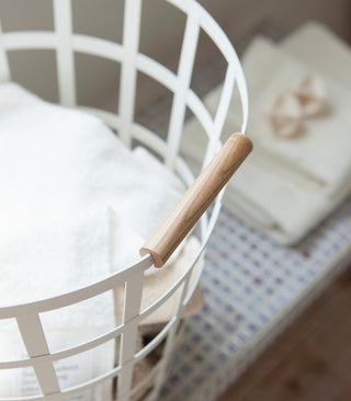 Wire Basket (18" H)  - Steel + Wood - By Baano