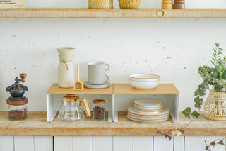 Stackable Countertop Shelf - Two Sizes - Steel + Wood - By Baano