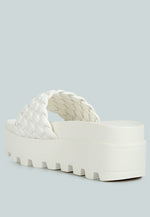 Platform Slides With Woven Textured Straps