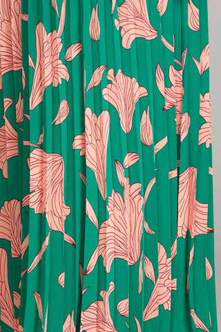 Pleated Woven Floral Print Maxi Dress