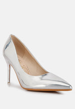 Poudre Metallic Patent Faux Leather Pumps London Rag International