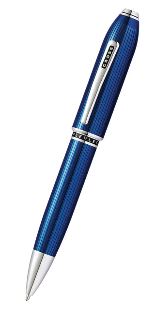 Peerless™ Translucent Quartz Blue Engraved Lacquer with Platinum Plated Appointments Ballpoint Pen - By Baano
