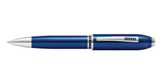Peerless™ Translucent Quartz Blue Engraved Lacquer with Platinum Plated Appointments Ballpoint Pen - By Baano