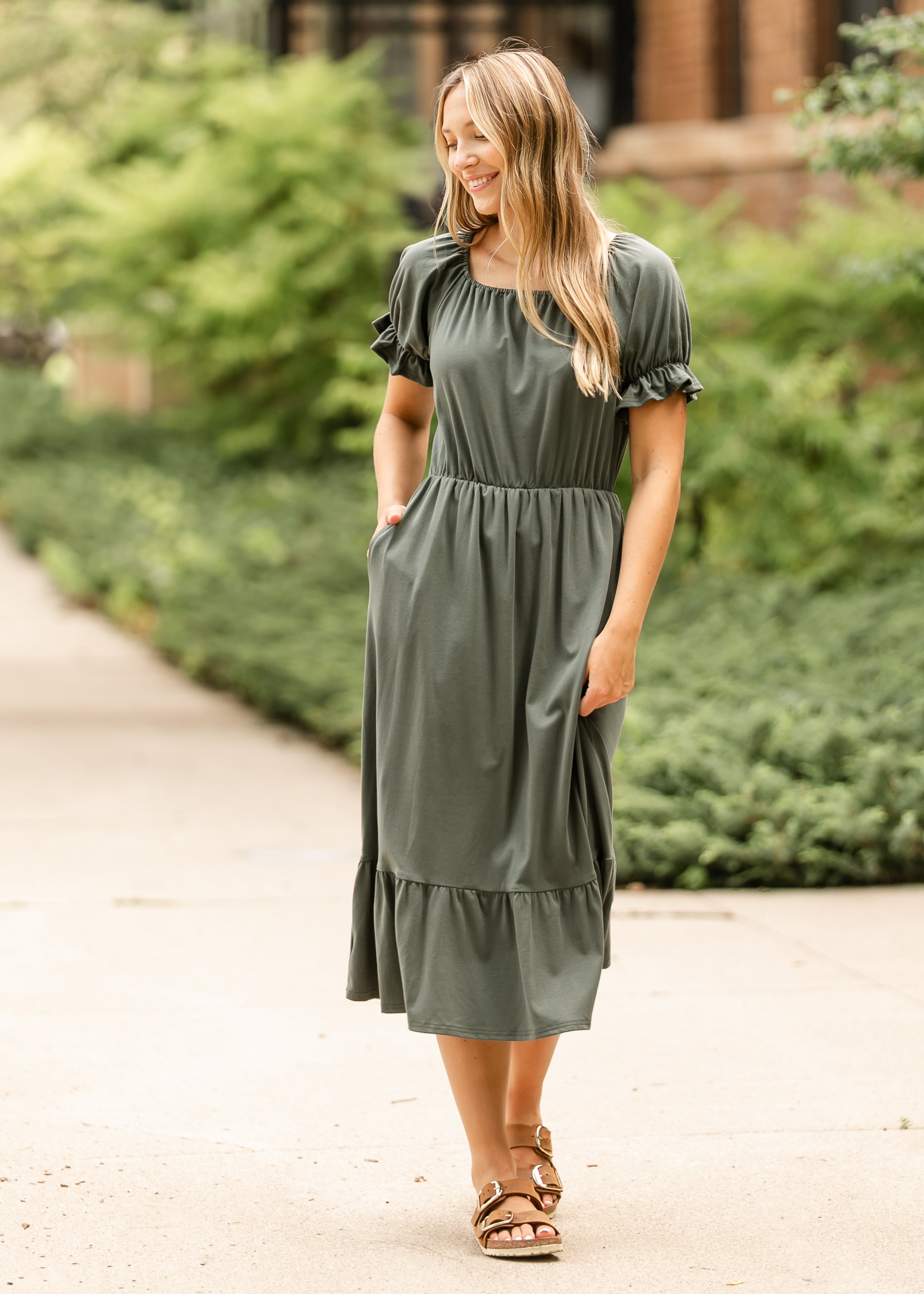 Amy Puff Sleeve Midi Dress Inherit Co.