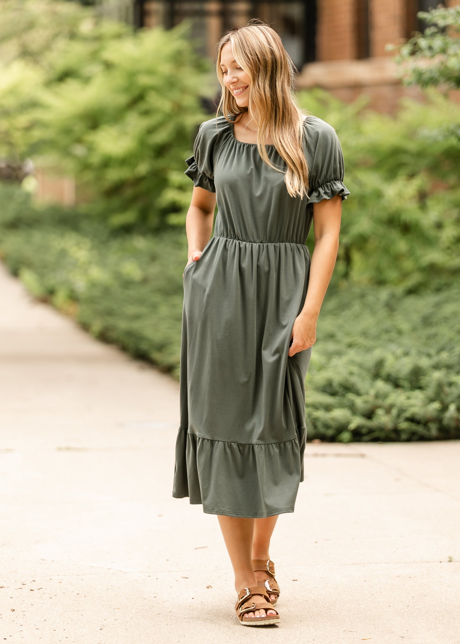 Amy Puff Sleeve Midi Dress Inherit Co.