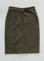 Kennedy Olive Midi Denim Skirt