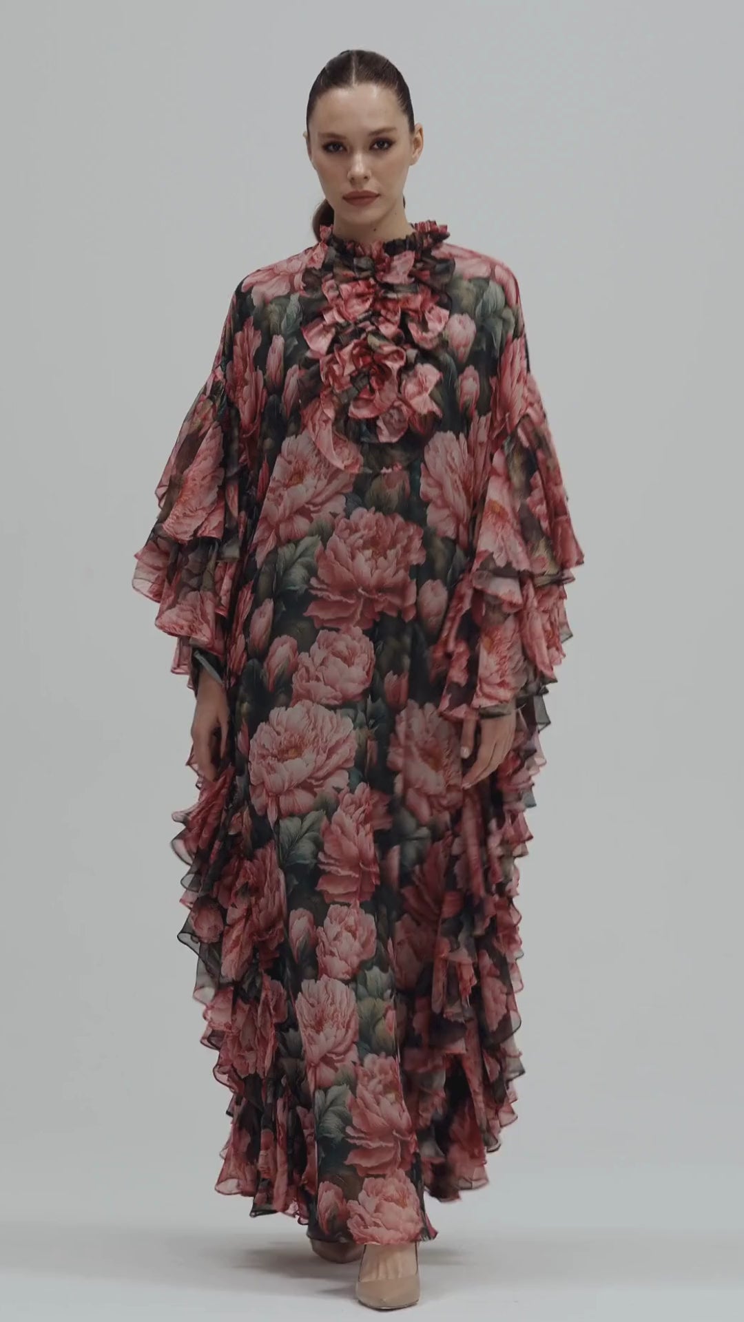 Caftan Dress with Floral Details