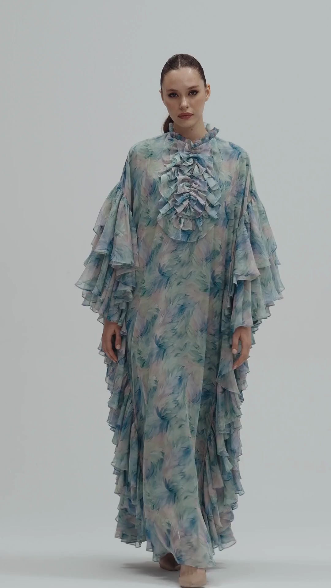 Caftan Dress with Floral Details