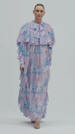 Caftan Style Long Maxi Dress With Half Cloak