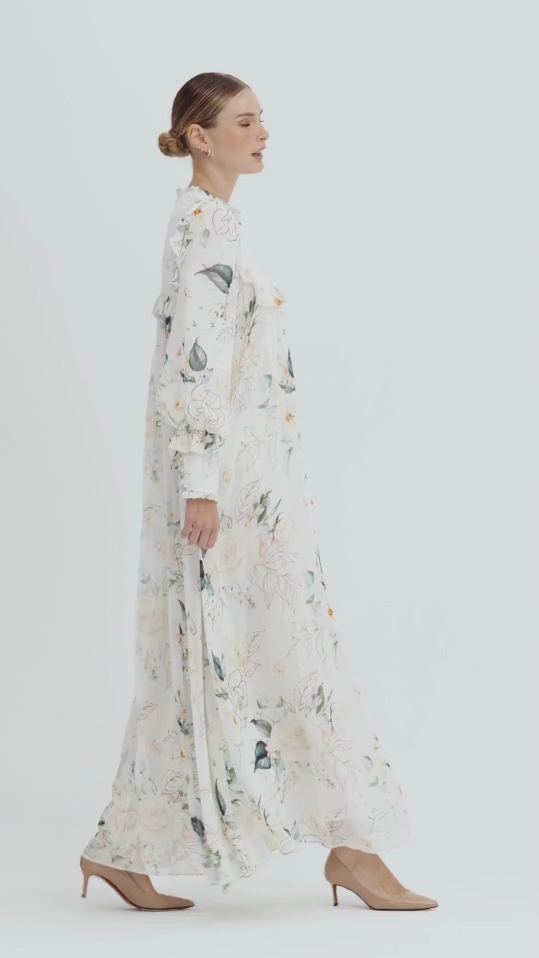 Off To France Timeless Floral Maxi Dress with Full length Sleeves