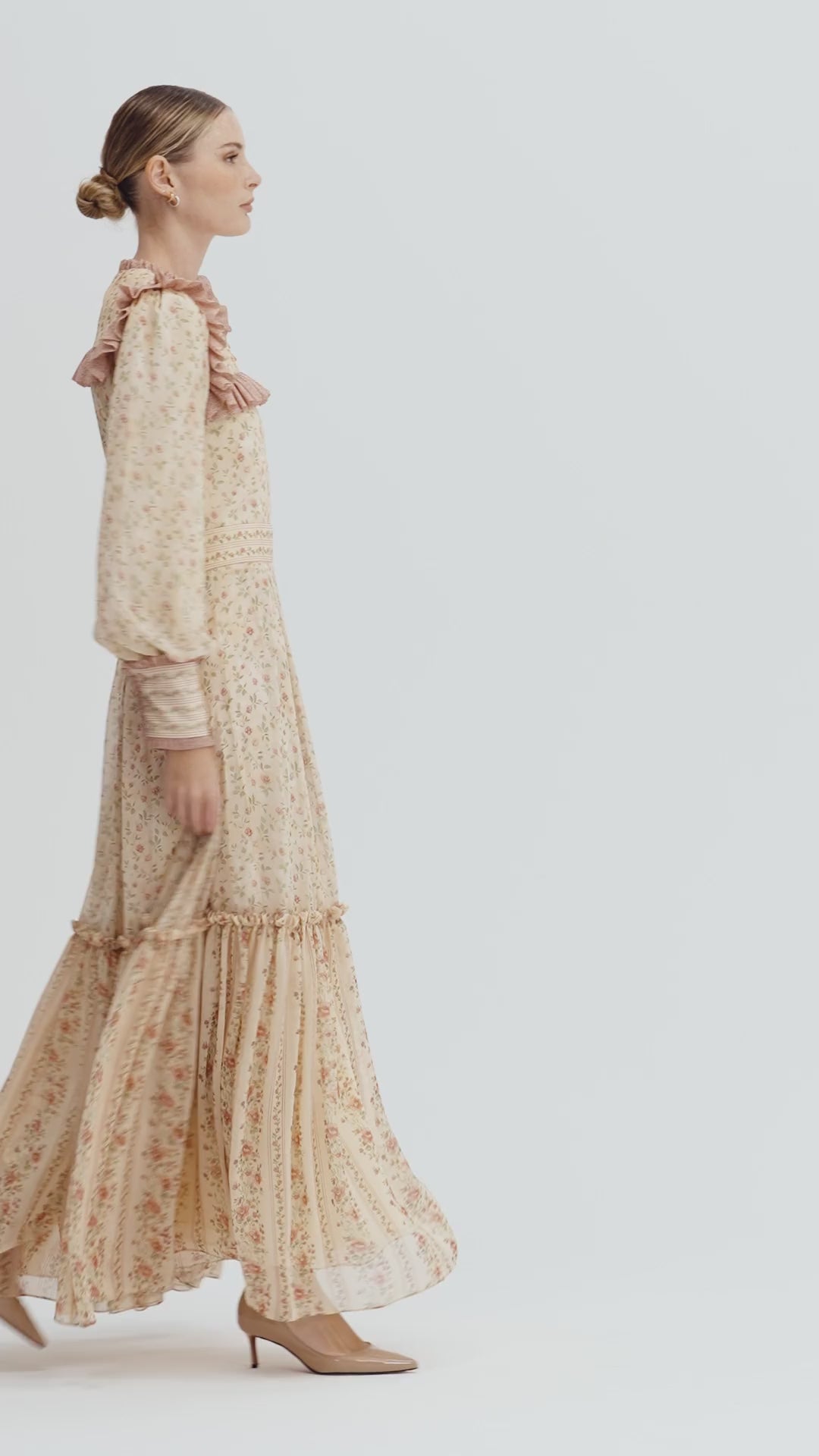 FLORAL PRINTED DRESS - Beige