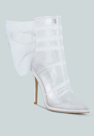 Princess Organza Wrapped Style Heeled Ankle Boots