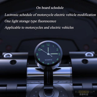 7/8" Universal Motorcycle Handlebar Watch Bike Hand Grip Bar Mount Dial Clock Motorcycle Handlebar Watch  Mount Clock Glow Mount Clock Dial Watch Fit  Waterproof For Scooter Bicycle Motor ATV Stevvex