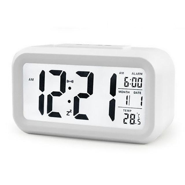 Digital Alarm Clock Voice Alarm Clock Intelligent Smart Timer Creative Students Mute LED Electronic Warning Machinery Gifts Battery Operated LCD Electronic Clock for Bedroom Home Kitchen Office Outdoor Stevvex