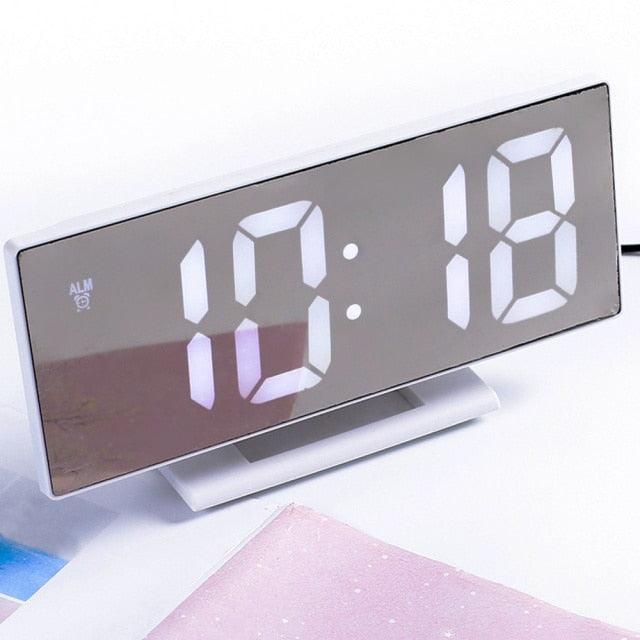 Digital Alarm Clock LED Digital Display Dual Alarm with USB Charger Port 0-100 Dimmer for Seniors Simple Bedside Big Number Alarm Clocks for Bedrooms LED Mirror Electronic Alarm Clocks Large LCD Display Digital Table Clock with Calendar Temperature Stevvex