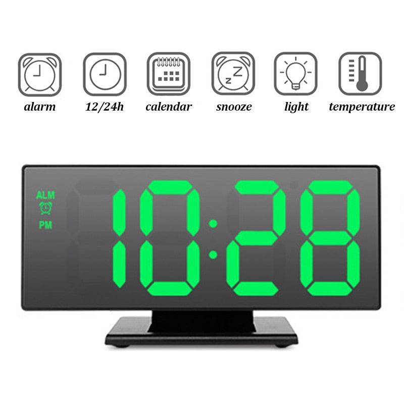 Digital Alarm Clock LED Digital Display Dual Alarm with USB Charger Port 0-100 Dimmer for Seniors Simple Bedside Big Number Alarm Clocks for Bedrooms LED Mirror Electronic Alarm Clocks Large LCD Display Digital Table Clock with Calendar Temperature Stevvex