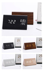 Digital Clock LED Wooden Alarm Clock Digital Alarm Clock with Wooden Electronic LED Time Display 3 Alarm Settings Humidity & Temperature Detect Wood Made Electric Clocks Table Sound Control Electronic Clocks Desktop USB/AAA Powered Home Table Decor Stevvex