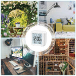 Digital Desktop LCD Snooze Calendar Alarm clock Digital Desktop Clock Electronic Digital Alarm Clocks for Bedroom Home Decor LCD Screen with Time/Calendar/Temperature Display White Bedroom Watch with Thermometer & Hygrometer for Home  Battery Operated Stevvex