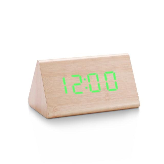 Digital Clock LED Wooden Alarm Clock Digital Alarm Clock with Wooden Electronic LED Time Display 3 Alarm Settings Humidity & Temperature Detect Wood Made Electric Clocks Table Sound Control Electronic Clocks Desktop USB/AAA Powered Home Table Decor Stevvex